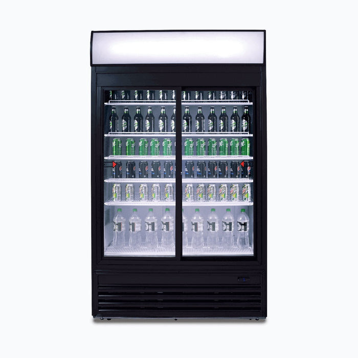 Bromic Upright Display Fridge  - 945L - 2 Doors - Sliding - Flat Glass - Lightbox - GM0980LS-NR