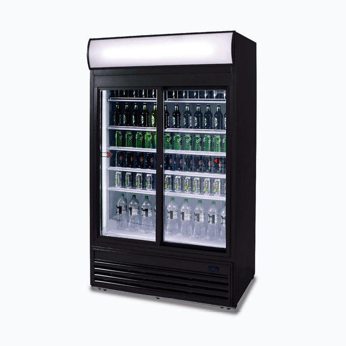 Bromic Upright Display Fridge  - 945L - 2 Doors - Sliding - Flat Glass - Lightbox - GM0980LS-NR