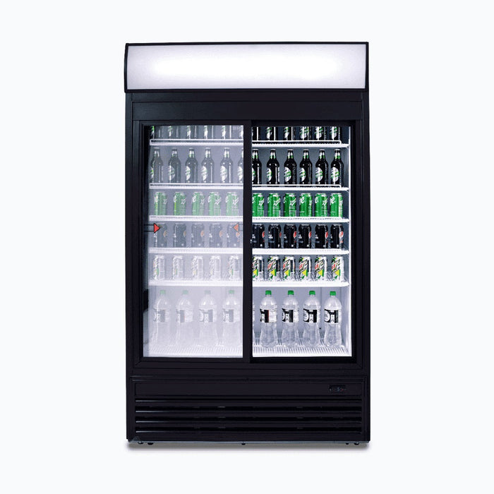 Bromic Upright Display Fridge  - 945L - 2 Doors - Sliding - Flat Glass - Lightbox - GM0980LS-NR