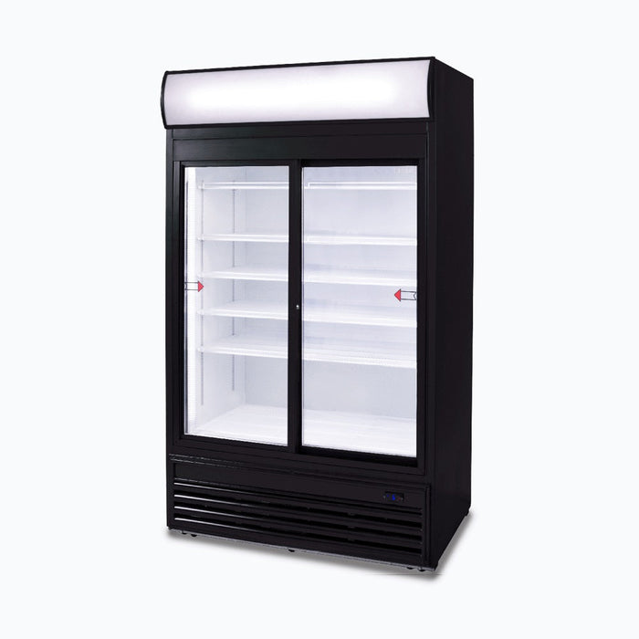 Bromic Upright Display Fridge  - 945L - 2 Doors - Sliding - Flat Glass - Lightbox - GM0980LS-NR