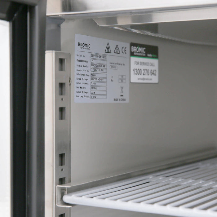 Bromic Under Bench Fridge - 282L - 2 Doors - Stainless Steel - UBC1360SD-NR