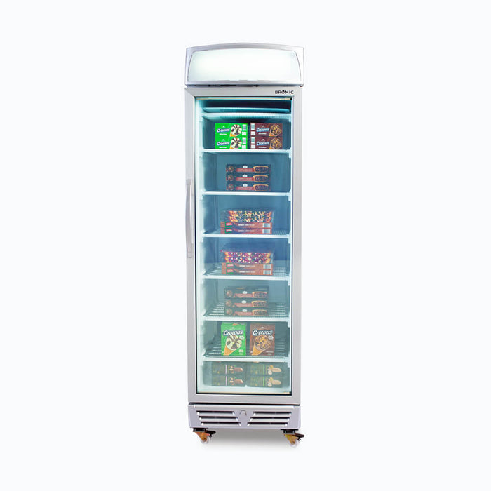 Bromic Upright Display Freezer - 300L - 1 Door - Flat Glass - Lightbox - UF0374LS-NR