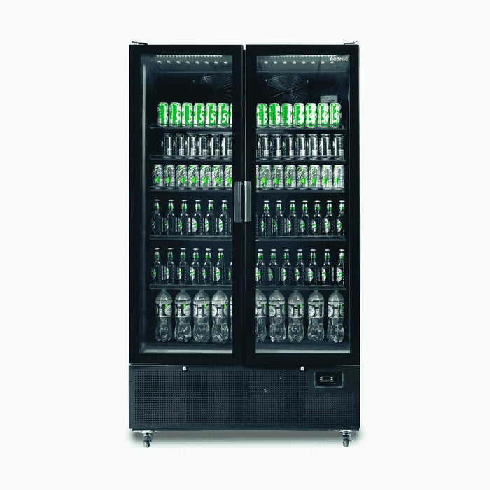 Bromic Upright Display Fridge - 1126L - 2 Door - Flat Glass - GM1100B-NR