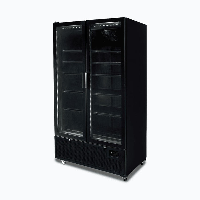 Bromic Upright Display Fridge - 1126L - 2 Door - Flat Glass - GM1100B-NR