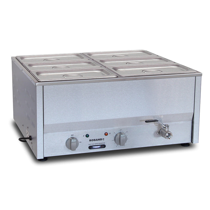 Roband Counter Top Bain Marie 6 x 1/3 size 100mm pans - BM4B