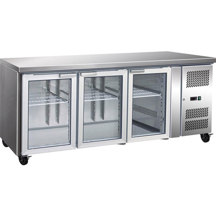 Thermaster 3 Glass Door Gastronorm Bench Fridge 464L - GN3100TNG