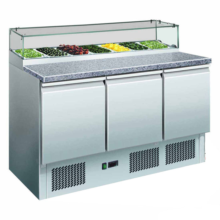 Thermaster Three Door Salad Marble Prep Top - GNS1300E