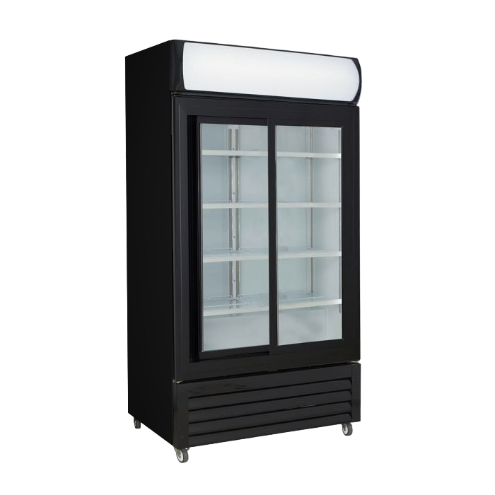 Thermaster Two Sliding Glass Door Colourbond Upright Drink Fridge Black 862L - LG-1000SDBP