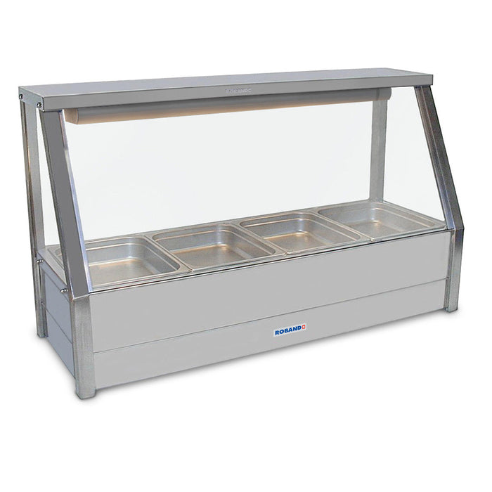 Roband Straight Glass Hot Food Display Bar, 4 pans single row - E14