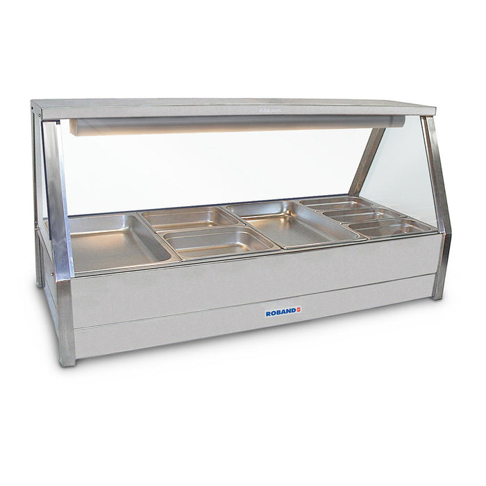 Roband Straight Glass Hot Food Display Bar, 8 pans double row - E24