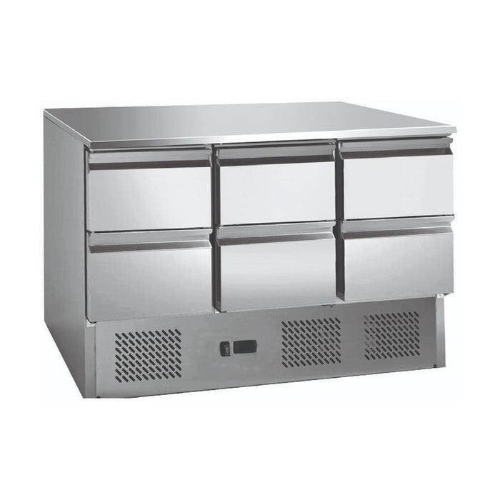 Thermaster Stainless Steel 6 Drawers Compact Workbench Fridge - GNS1300-6D
