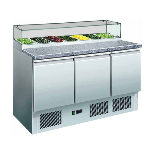 Thermaster Three Door Salad Marble Prep Top - GNS1300E