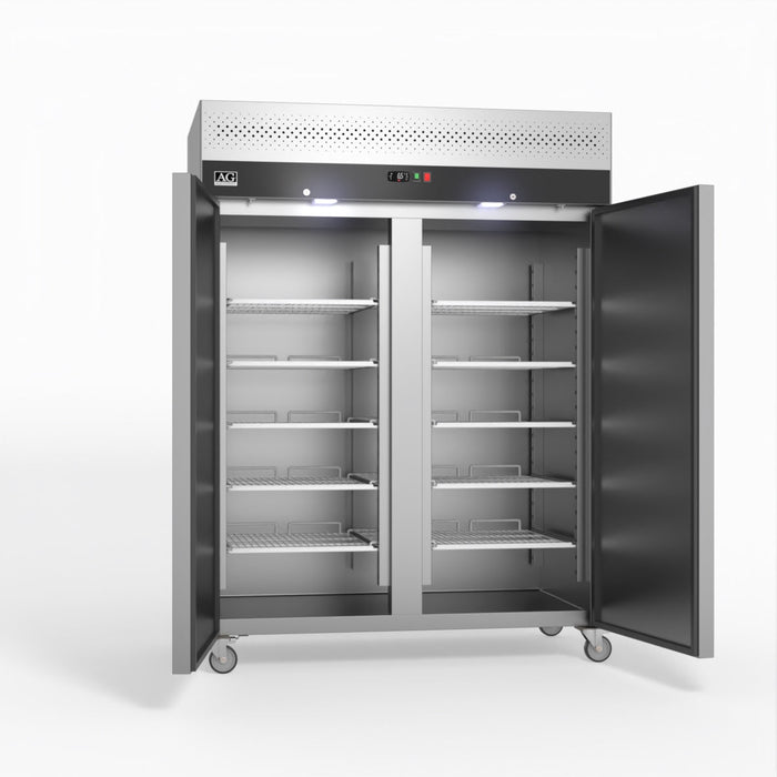 AG Upright Double Stainless Steel Door Freezer 1300L - GNX1400BT