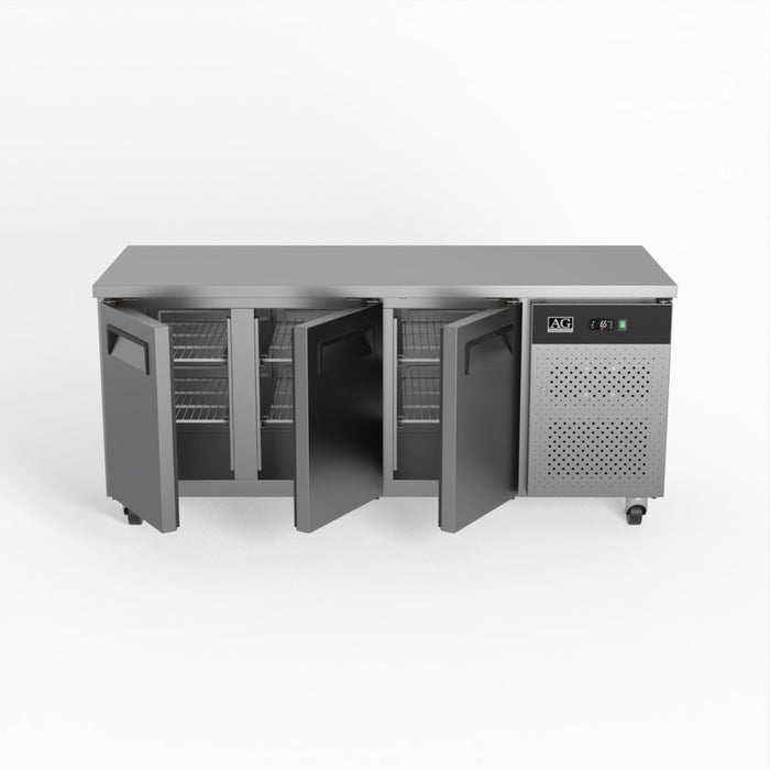 AG Three Door Commercial Worktop / Under Bench Fridge 700mm Depth 417L - GNX3100TN
