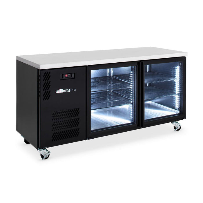 Williams Boronia - Two Glass Door Black Colorbond Under Bench Fridge - HB2UGBHC