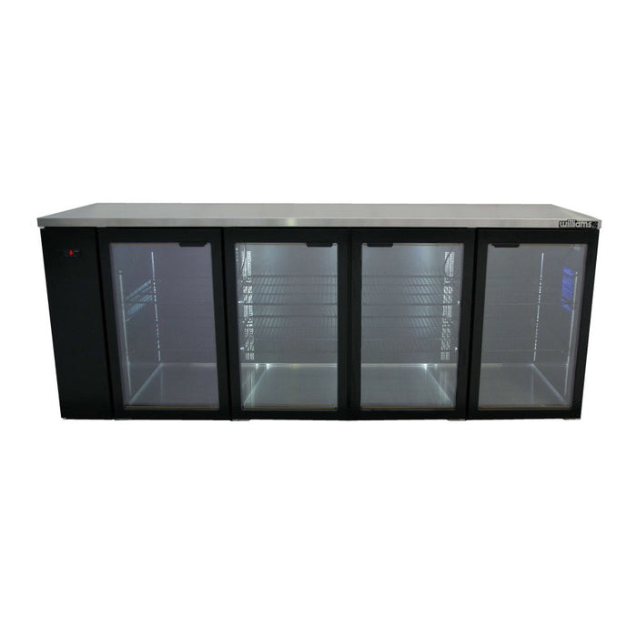 Williams Cameo - Four Glass Door Black Colorbond Remote Back Bar Counter Display Fridge - HC4RGB