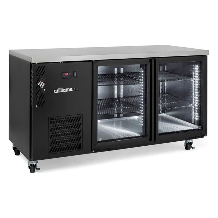 Williams Cameo Mini - Two Glass Door Black Colorbond Under Counter Display Fridge - HCM2UGBHC