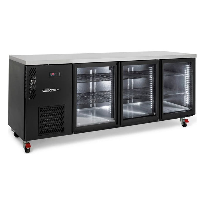 Williams Cameo Mini - Three Glass Door Black Colorbond Under Counter Display Fridge - HCM3UGBHC