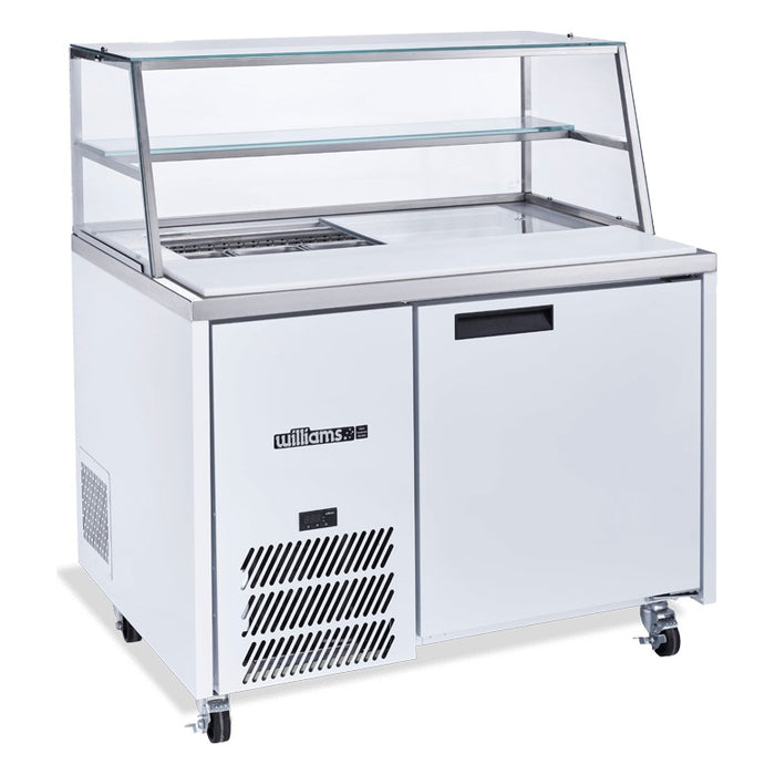 Williams Jade Sandwich - One Door White Colorbond Prep Counter Fridge With Blown Air Well and Canopy - HJ1SCBA