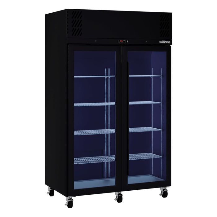 Williams Pearl - Two Glass Door Black Colorbond Upright Display Fridge - HP2GBHC