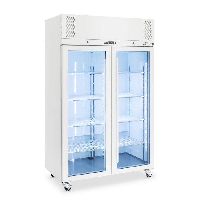 Williams Pearl  - Two Door White Colorbond Upright Display Fridge - HP2GW