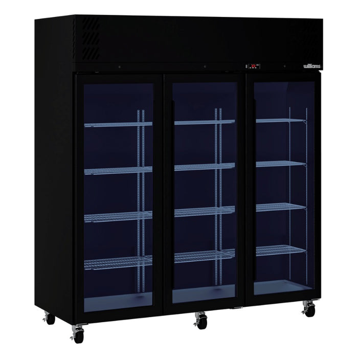 Williams Pearl - Three Glass Door Black Colorbond Upright Display Fridge - HP3GBHC