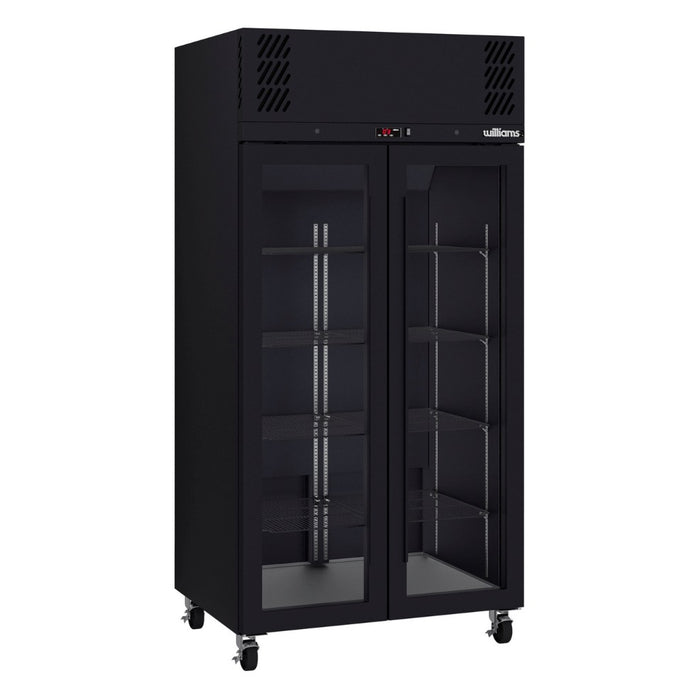 Williams Pearl - Slim Two Glass Door Black Colorbond Upright Display Fridge - HPR2GBHC