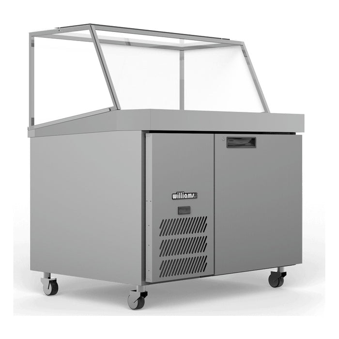 Williams Banksia - One Door White Colorbond Prep Counter Fridge With Angled Blown Air Well and Canopy - HSP18UBA
