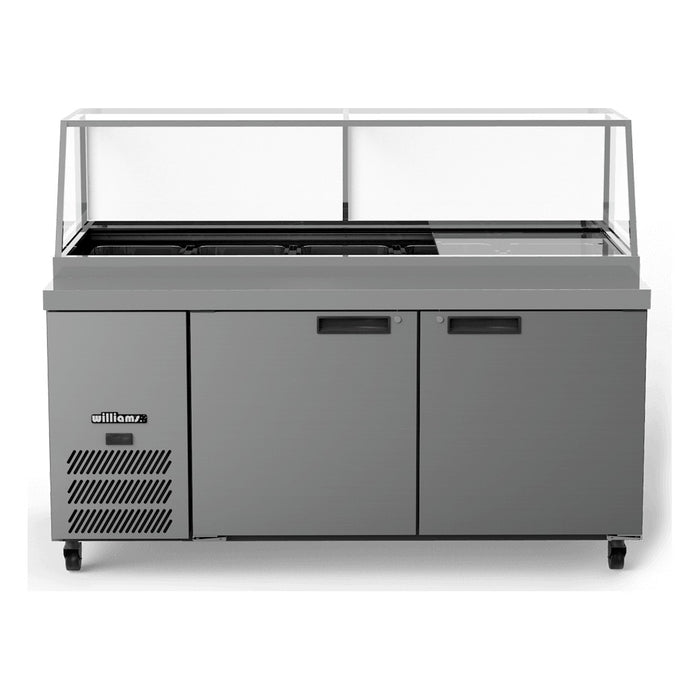 Williams Banksia - Three Door Stainless Steel Prep Counter Fridge With Flat Blown Air Well and Canopy - HSP5UBASS