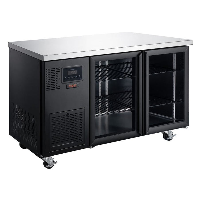 Williams Topaz Under Counter - Two Door Black Under Counter Glass Door Fridge - HTU2GBHC