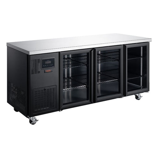 Williams Topaz Under Counter - Three Door Black Under Counter Glass Door Fridge - HTU3GBHC