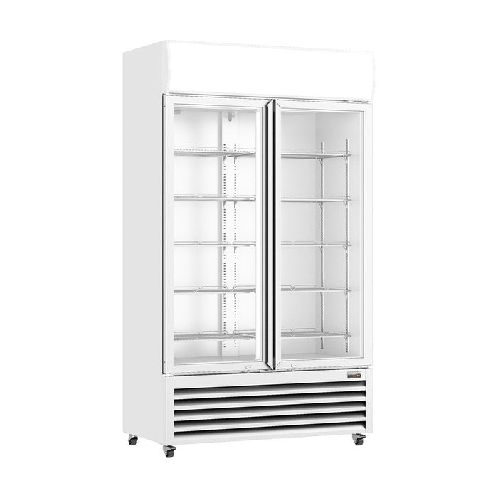 Thermaster Large Two Glass Door Colourbond Upright Drink Fridge 1200L - LG-1200P