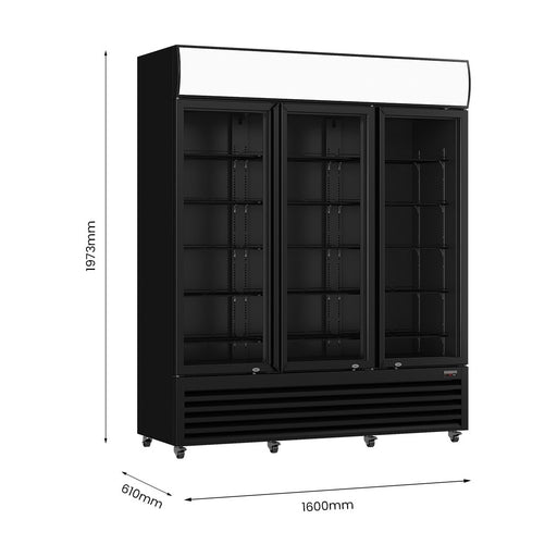 Thermaster 3 Glass Door Colourbond Upright Drink Fridge 1203L - LG-1203BP