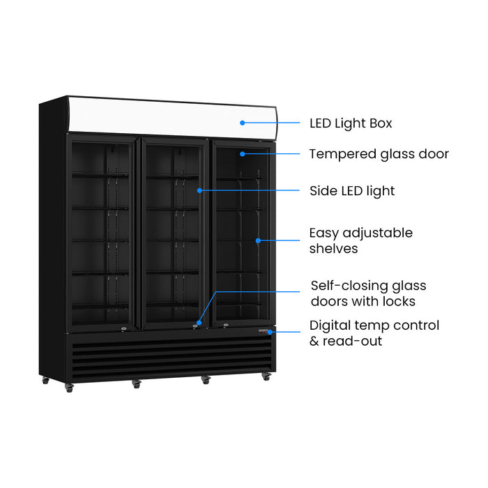 Thermaster 3 Glass Door Colourbond Upright Drink Fridge 1203L - LG-1203BP
