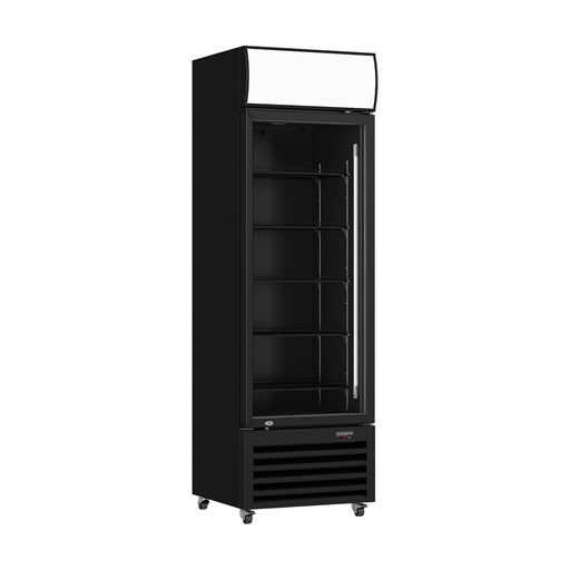 Thermaster Single Glass Door Black Colourbond Upright Drink Fridge 540L - LG-540BP