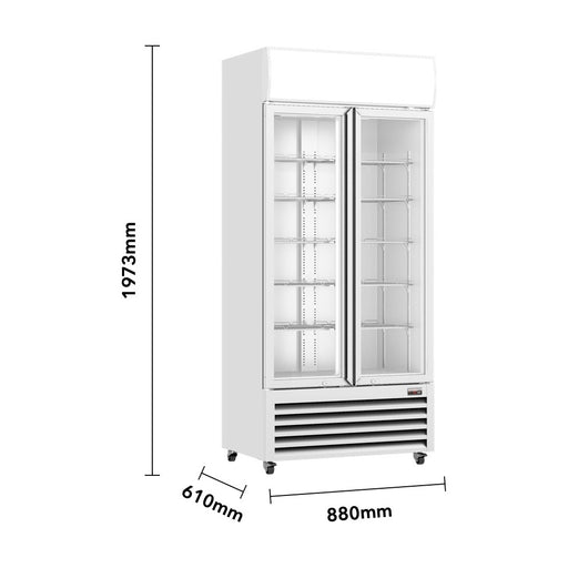 Thermaster Double Glass Door Colourbond Upright Drink Fridge 580L - LG-580P