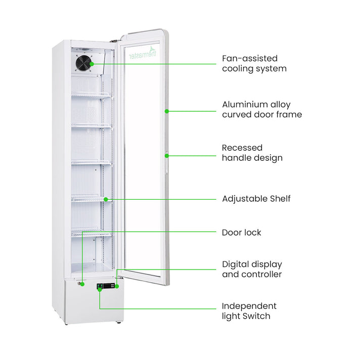 Thermaster SlimFit Upright Glass Door Beverage Fridge - LG166FA