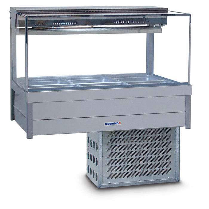 Roband Square Glass Refrigerated Display Bar - Piped and Foamed only (no motor), 6 pans - SFX23RD