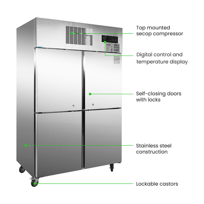 Thermaster Tropical 4 x Half Door SS Freezer - SUF1000