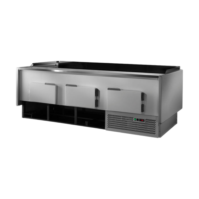 Tecnodom Series MR80 Black 1520mm Self-Serving Deli Display with Storage & Castors - TDMR-0815SELF