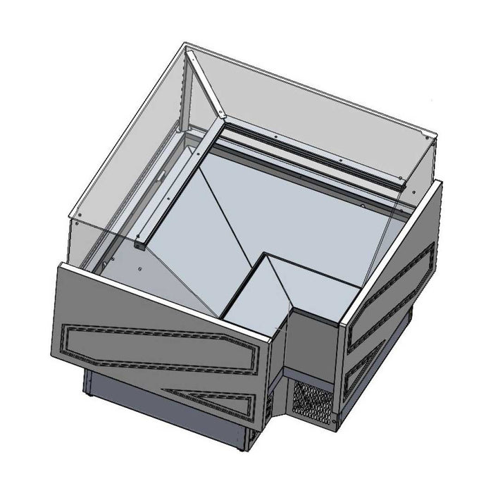 Tecnodom Series MR Corner Deli Display w/ Storage & Castors - TDMR-E
