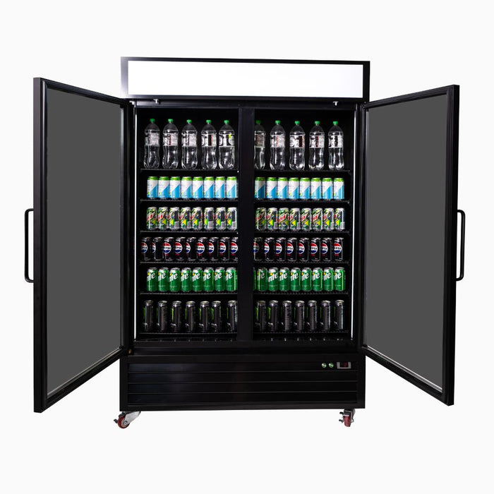 Bromic Upright Display Fridge 1266L - 2 Door - Flat Glass - Lightbox - UC1250GDL-NR