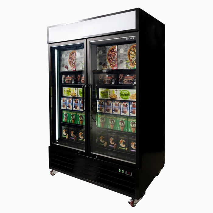 Bromic Upright Display Freezer 1266L - 2 Door - Flat Glass - Lightbox - UF1250GDL-NR