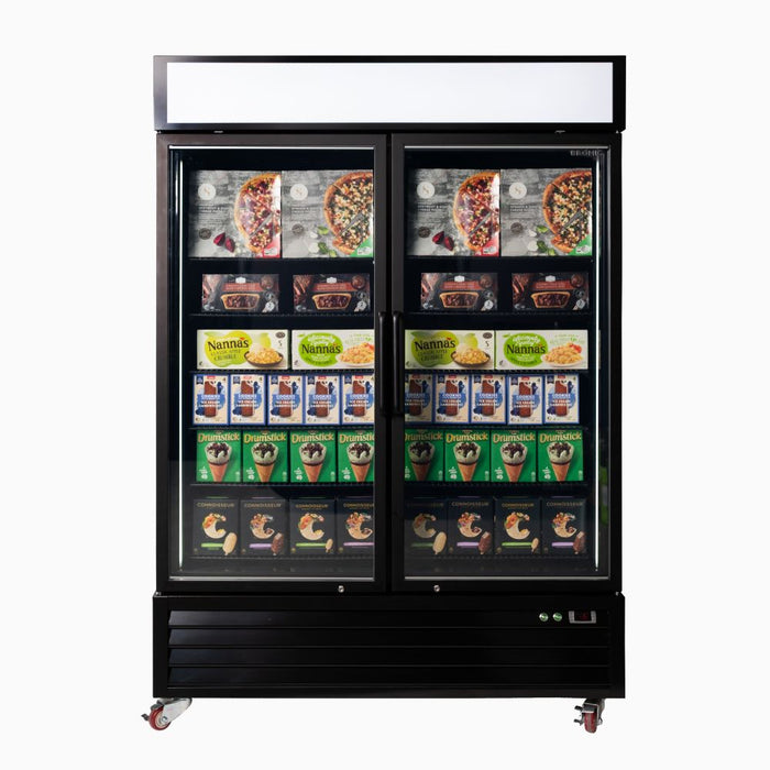 Bromic Upright Display Freezer 1266L - 2 Door - Flat Glass - Lightbox - UF1250GDL-NR