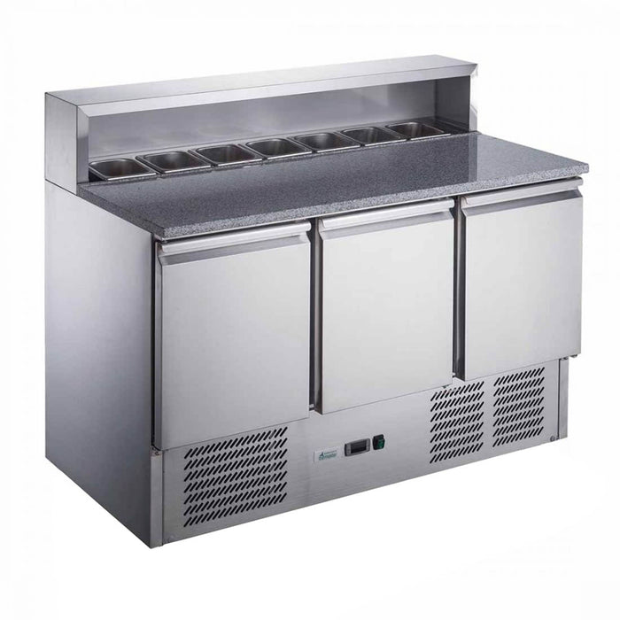 FED-X Three Door Salad Prep Fridge with Marble Top - XGNS1300E