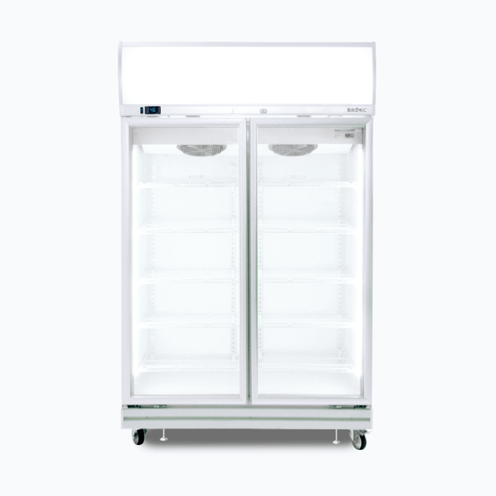 Bromic Upright Display Fridge - 976L - 2 Doors - Flat Glass - Lightbox - GD1000LF