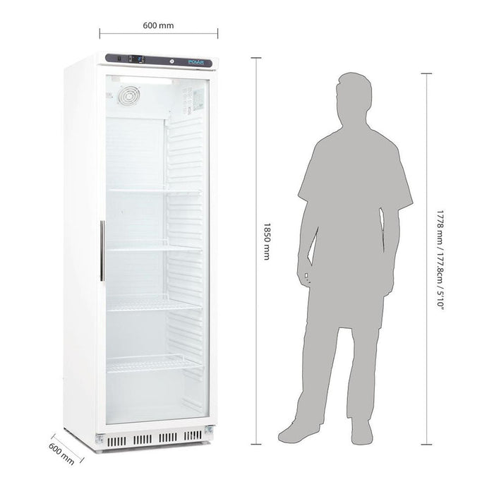 Polar C-Series Upright Display Fridge 400L White - CD087-A