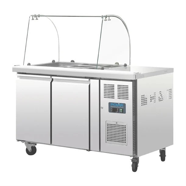 Polar U-Series Double Door Refrigerated Gastronorm Saladette Counter - CT393-A