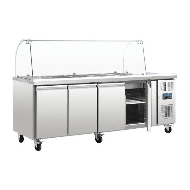 Polar U-Series Four Door Refrigerated Gastronorm Saladette Counter - CT395-A