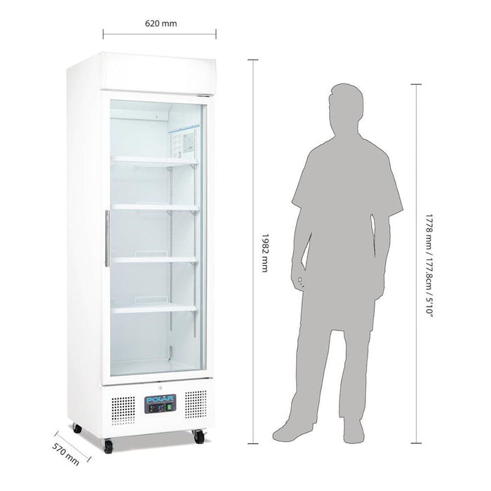 Polar G-Series Upright Display Fridge 350L White - DM076-A